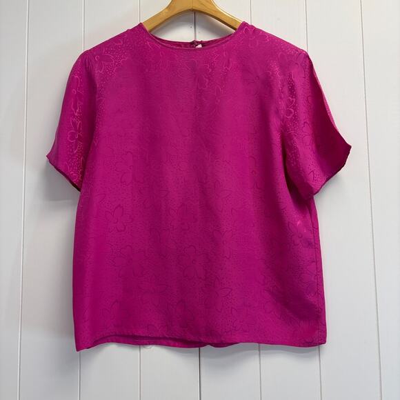 Laura & Jayne Silk Collection Womens Jacquard Corpcore Career Silk Top Size S - Picture 1 of 7